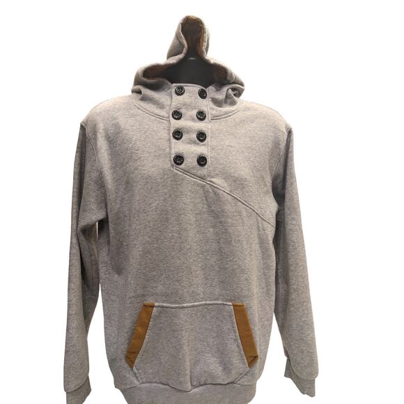 SPOP Hoodie Sweatshirt Womens XXL Pullover Buttons Gray Brown Athleisure Urban - Picture 2 of 16